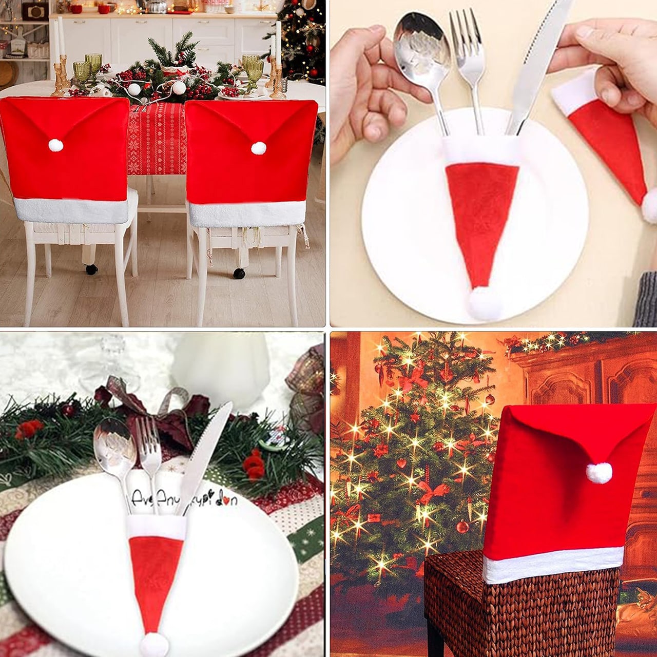 Set također uključuje 20 postavki stola u obliku Santa šešira.