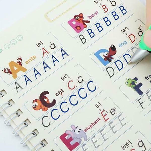 KidBook, četverodijelni komplet radnih bilježnica za pisanje i crtanje s čarobnom olovkom koja se automatski briše - Image 2
