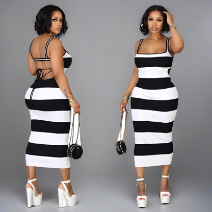 Crno-bijela prugasta haljina, STRIPDRESS - Image 4