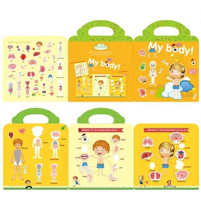 SmartStickers, set od 2 edukativne knjige sa slikama i naljepnicama (dijelovi tijela i karta svijeta) - Image 5