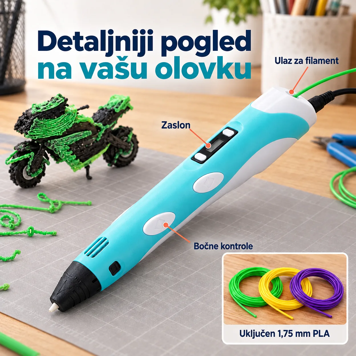 3Dpen, inovativna olovka za izradu 3D crteža u 3 različite boje - Image 4