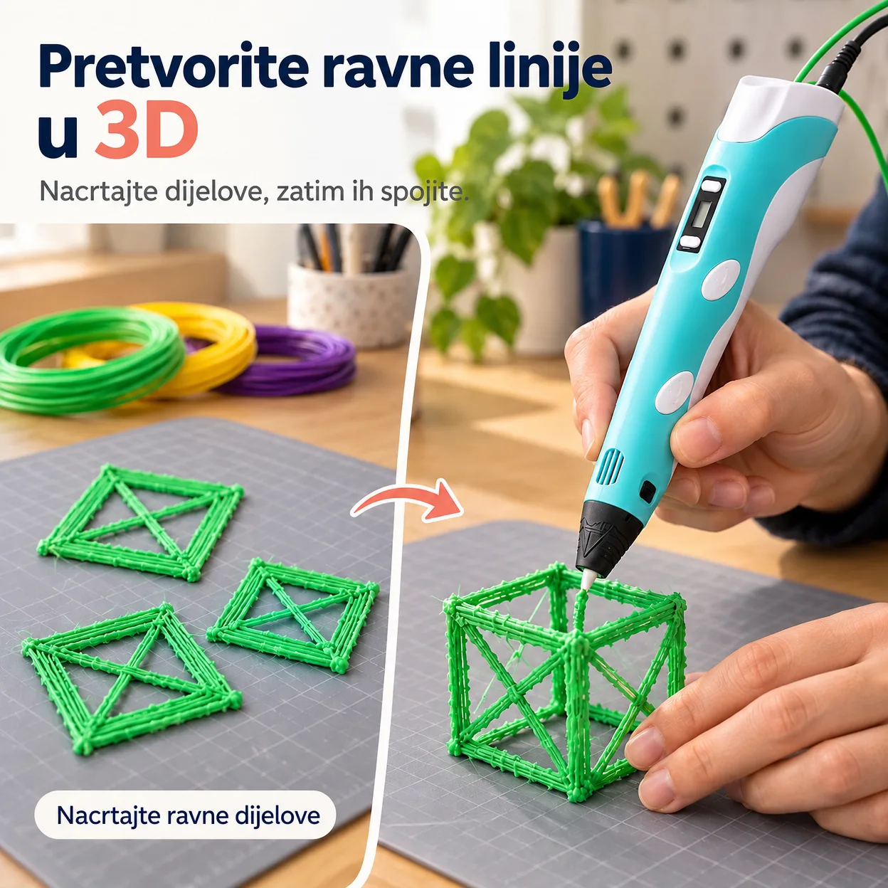 3Dpen, inovativna olovka za izradu 3D crteža u 3 različite boje - Image 5