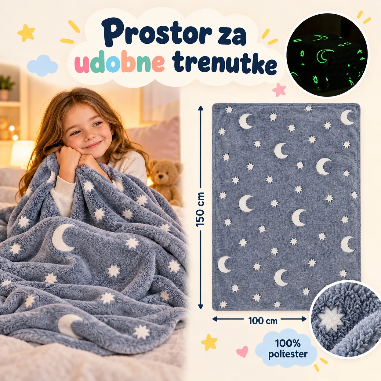BlanketStar, čarobna dječja deka koja svijetli u mraku - Image 3