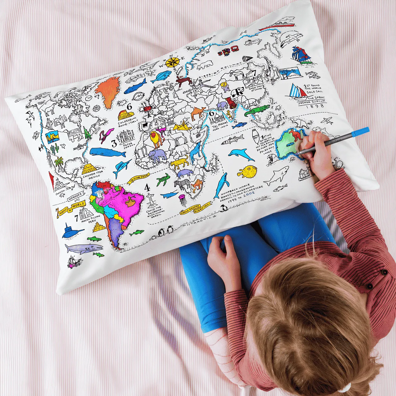 Obojite svoj jastuk – karta svijeta, ColoringPillow - Image 4