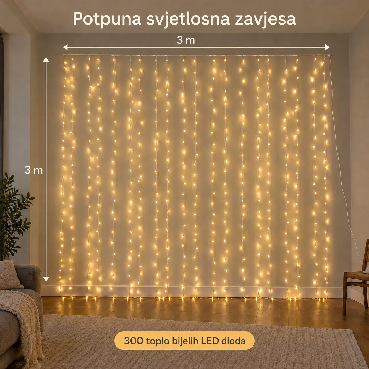 CurtainLED, zavjesa s 300 LED svjetala (3x3m) - Image 3
