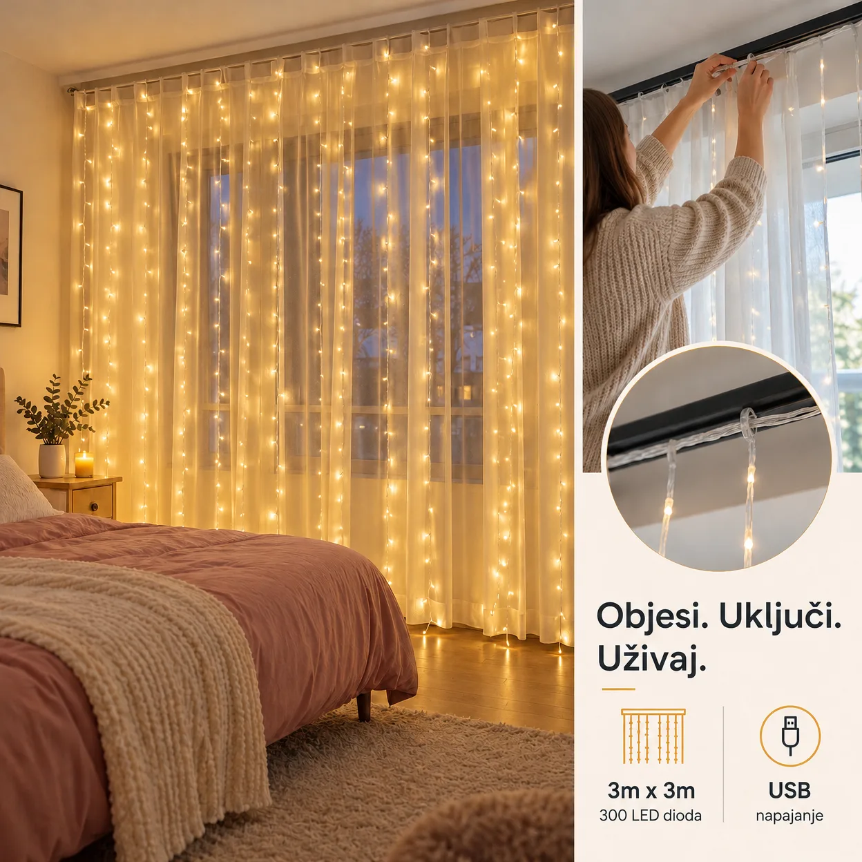 CurtainLED, zavjesa s 300 LED svjetala (3x3m) - Image 6