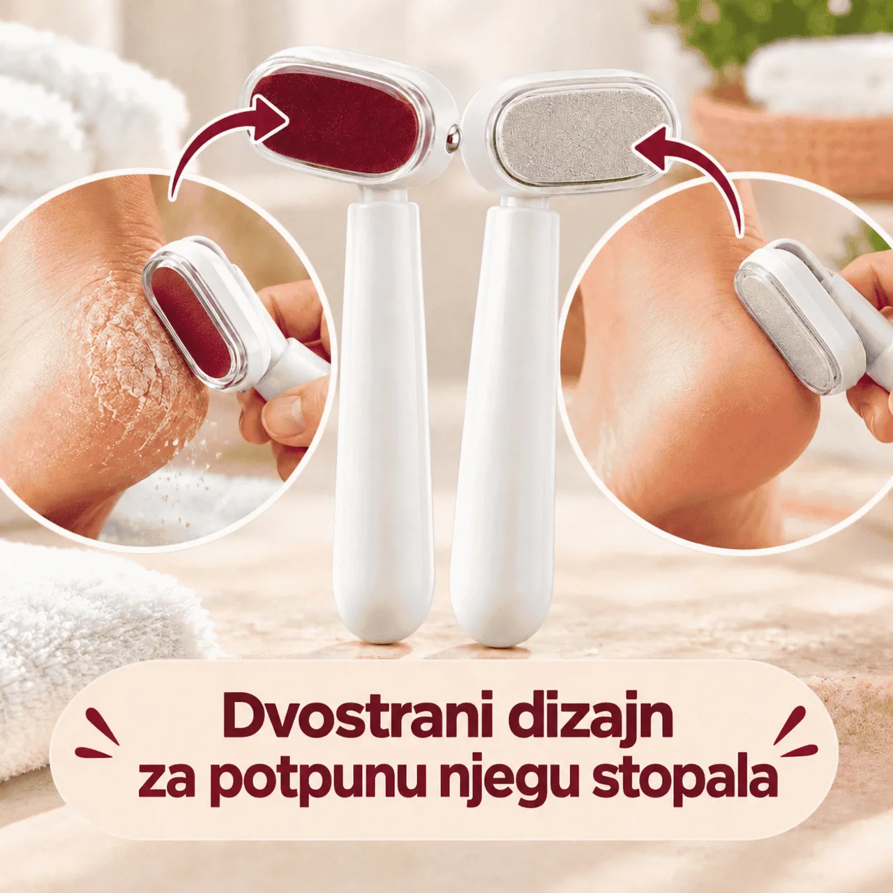 Dvostrani dizajn za potpunu njegu stopala