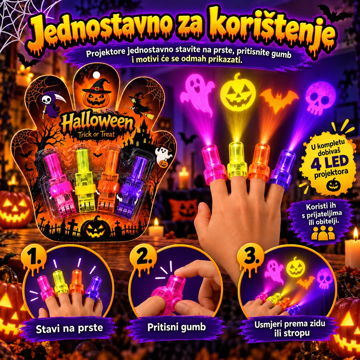 LED projektori za prste – Noć vještica, FingerLights - Image 4