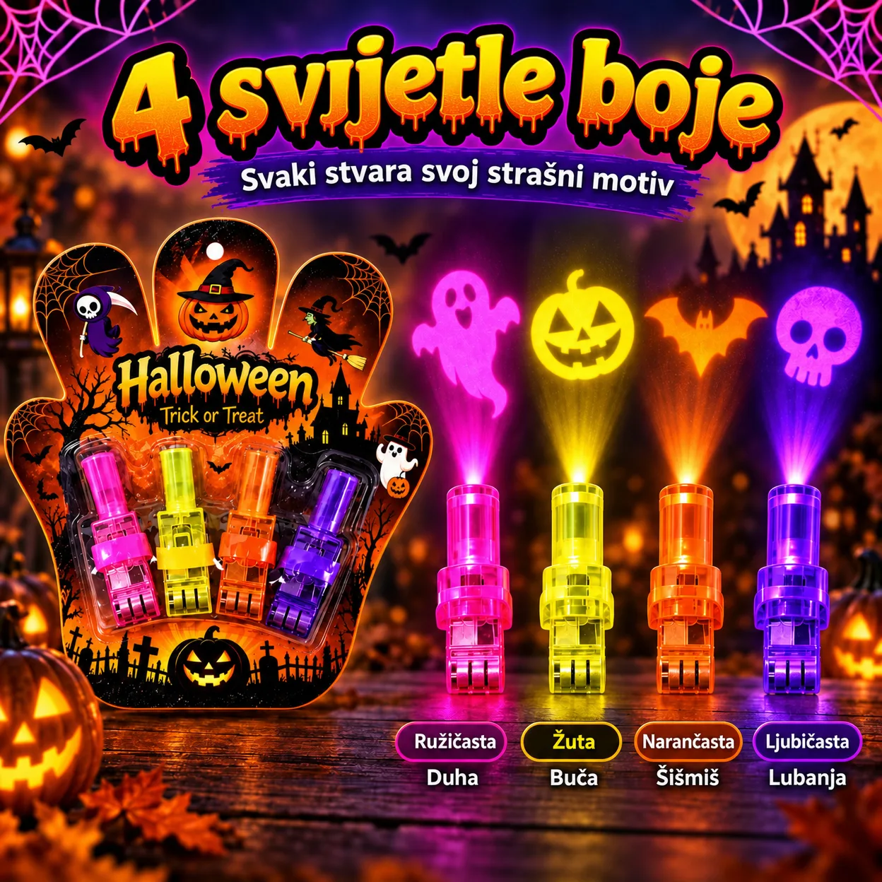 LED projektori za prste – Noć vještica, FingerLights - Image 6