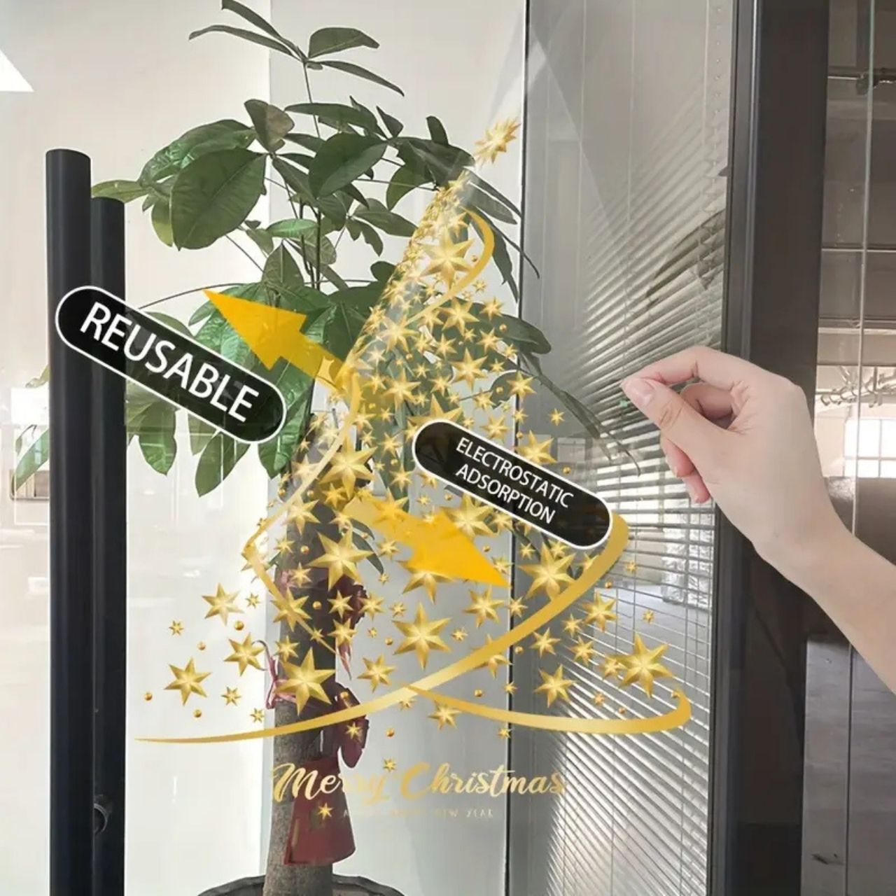 GoldenTree, božićne naljepnice za prozore u zlatu (2 kom) - Image 7