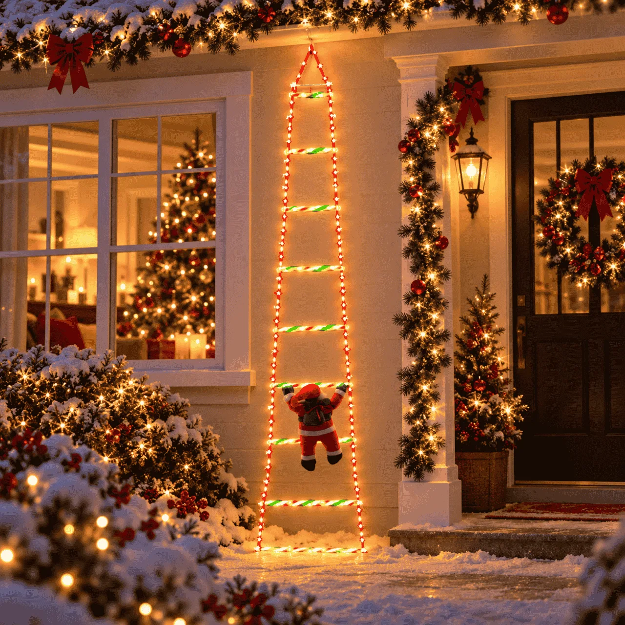 LED božićne ljestve s Djedom Mrazom, ljestve - Image 4