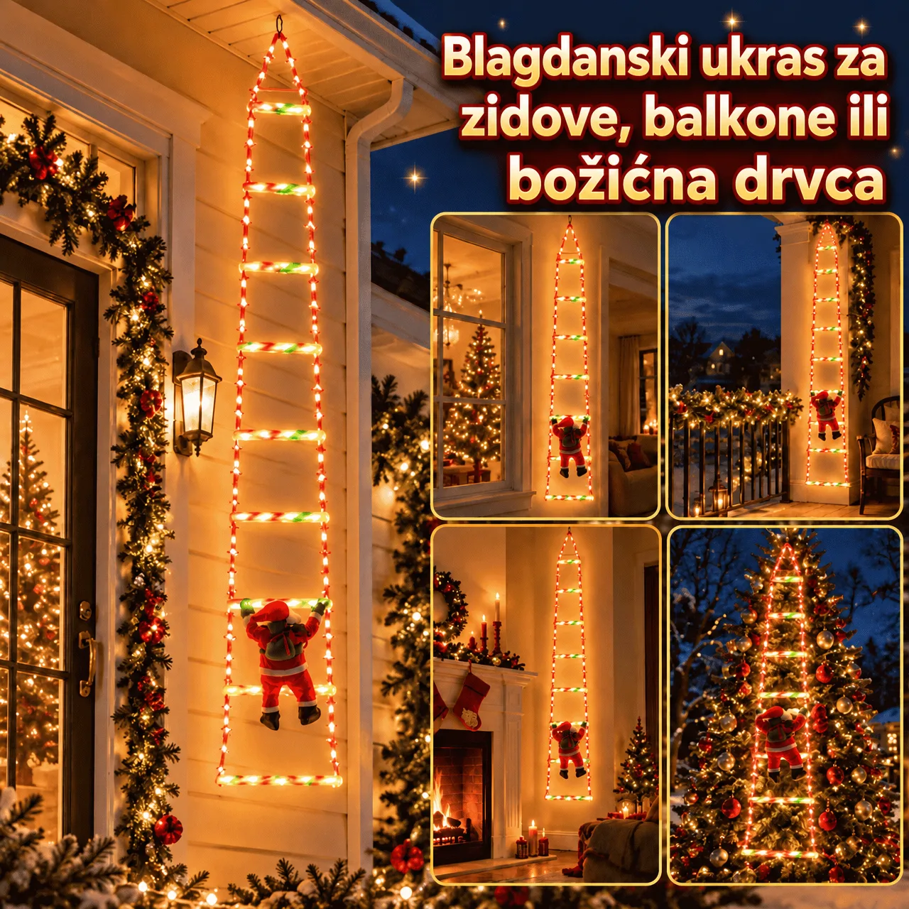 Blagdanski ukras za zid, balkon ili božićno drvce