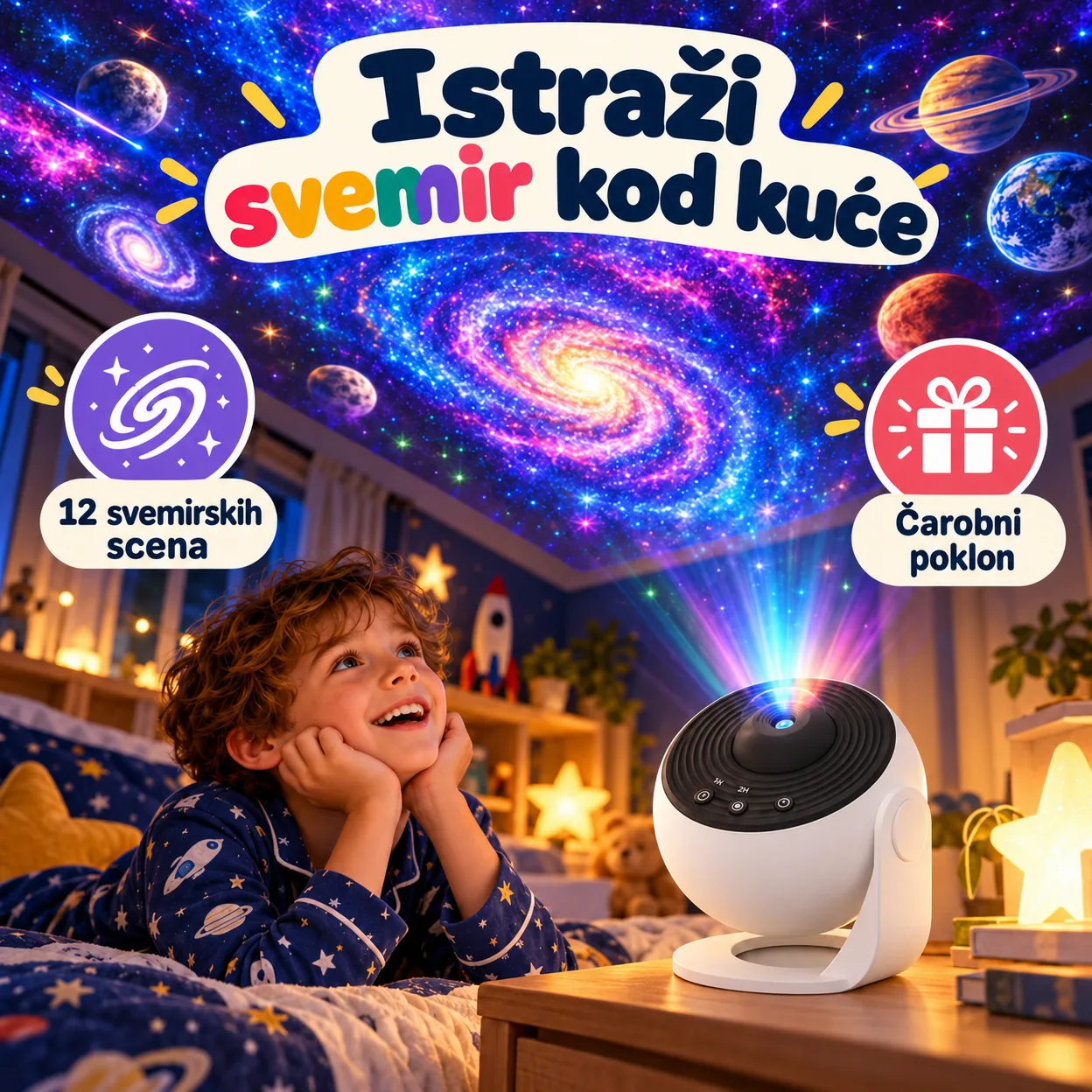 Planetarij, noćni projektor koji prikazuje 12 različitih vrsta galaksija, zviježđa i planeta - Image 3