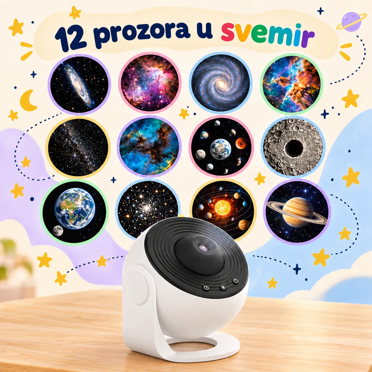 Planetarij, noćni projektor koji prikazuje 12 različitih vrsta galaksija, zviježđa i planeta - Image 5