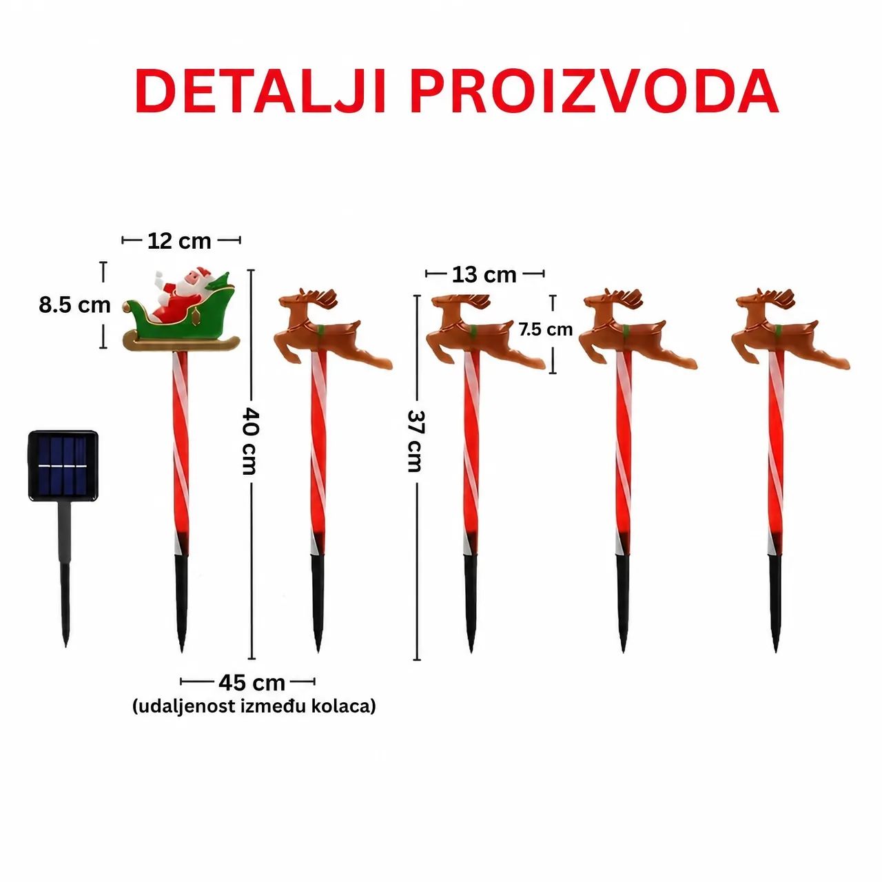 Božićna vrtna dekoracija s Djedom Mrazom i sobovima, ReinDeers - Image 5