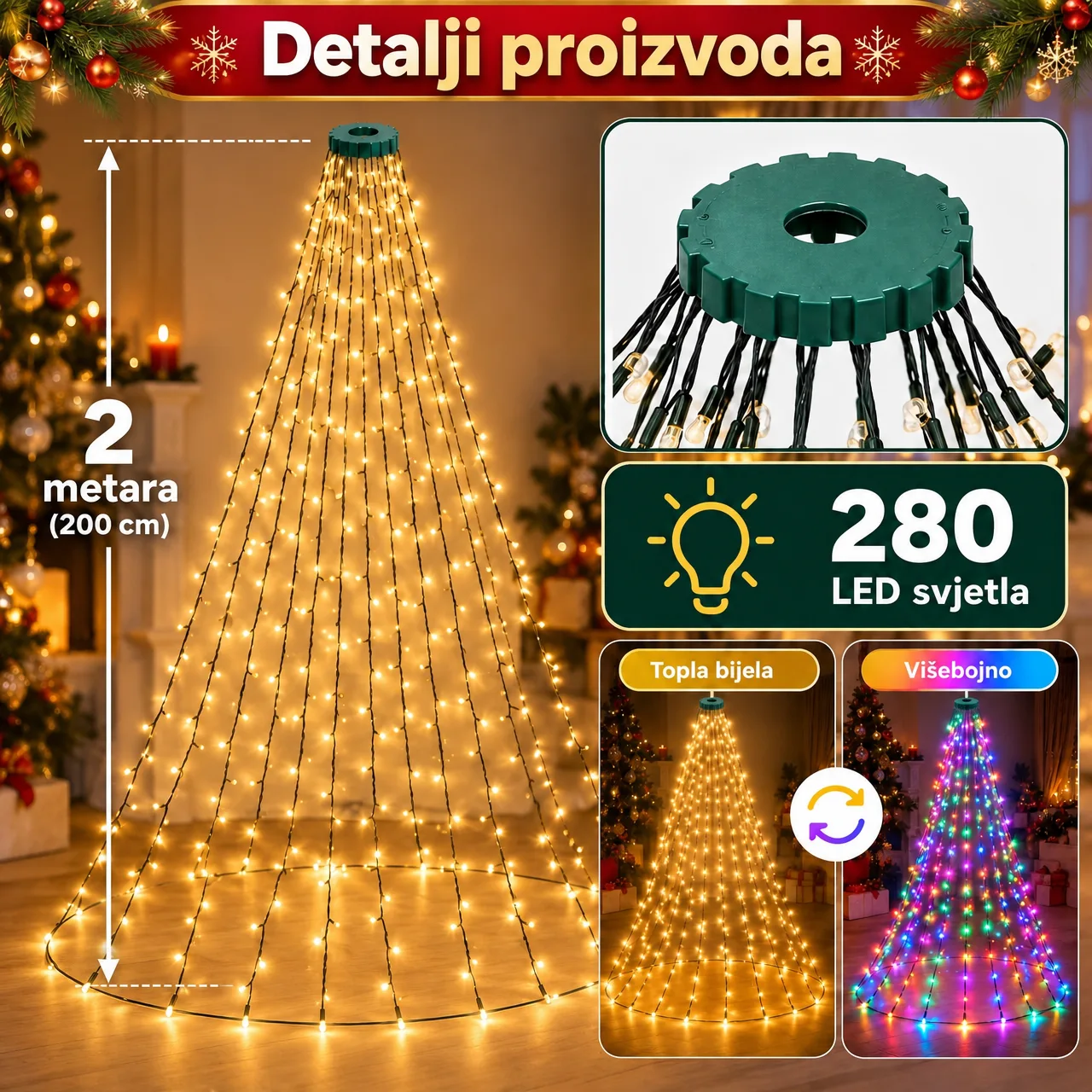 LED božićne lampice s daljinskim upravljačem, TreeRing - Image 7