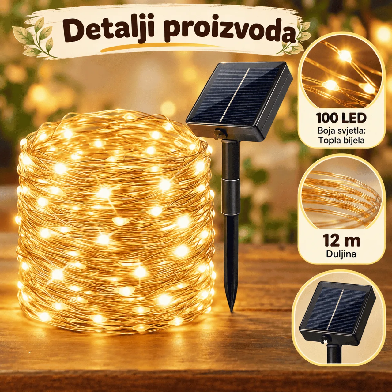 Solarne LED lampice na žici (12 m), YardLights - Image 3